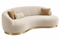 Divano 3 posti 230 x 100 x 78 cm in tessuto bouclé crema con base dorata - stile curvo moderno