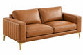 Divano 2 posti 180 x 90 x 85 cm in similpelle marrone stile moderno per soggiorno