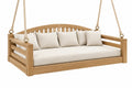 Divano sospeso 200 x 90 x 75 cm in legno naturale con seduta tessile color crema stile rustico