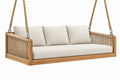Divano sospeso 180 x 80 x 150 cm in legno e corda beige - stile outdoor