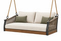 Divano sospeso da giardino 160 x 80 x 70 cm in legno corda e metallo beige marrone stile contemporaneo