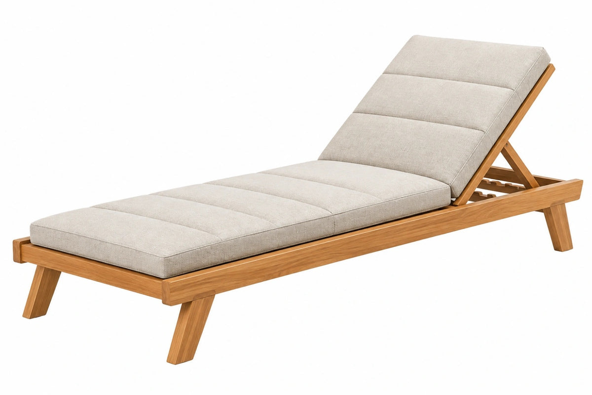 Lettino prendisole 200 x 70 cm in legno beige - schienale regolabile stile contemporaneo
