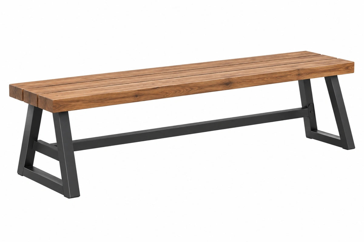 Panca 180 x 35 x 45 cm in legno marrone e metallo nero stile industriale