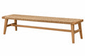 Panca 160 x 40 x 45 cm in legno marrone naturale con seduta intrecciata stile rustico