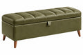 Panca contenitore 120 x 45 x 45 cm in similpelle verde oliva con seduta imbottita e gambe in legno