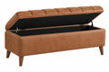 Panca contenitore 120 x 45 x 48 cm in similpelle marrone stile moderno con vano portaoggetti