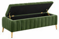 Panca contenitore 120 x 45 x 50 cm in velluto a coste verde con gambe in metallo stile moderno