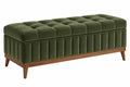 Panca contenitore 120 x 45 x 48 cm in velluto verde con base in legno stile moderno