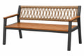 Panca da giardino 120 x 60 x 80 cm in legno metallo nero e corda intrecciata stile moderno