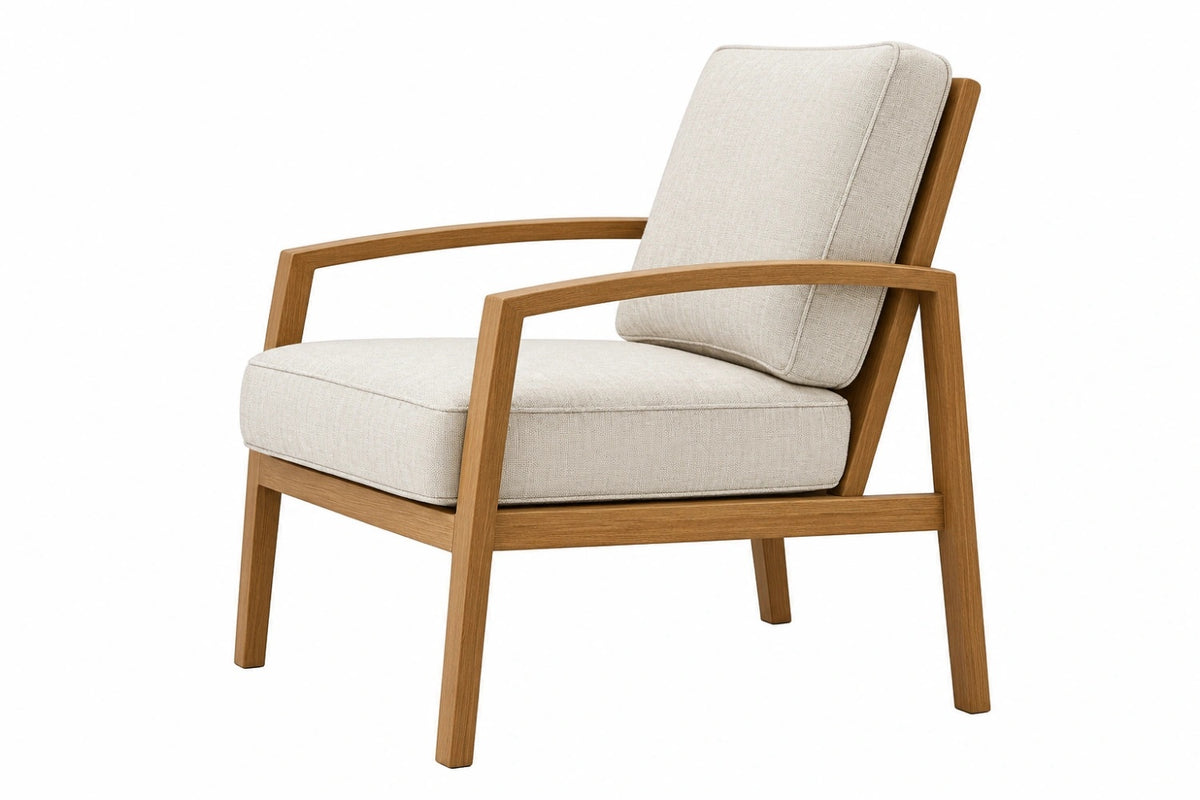 Poltrona 72 x 78 x 85 cm in legno e tessuto beige - stile moderno con braccioli