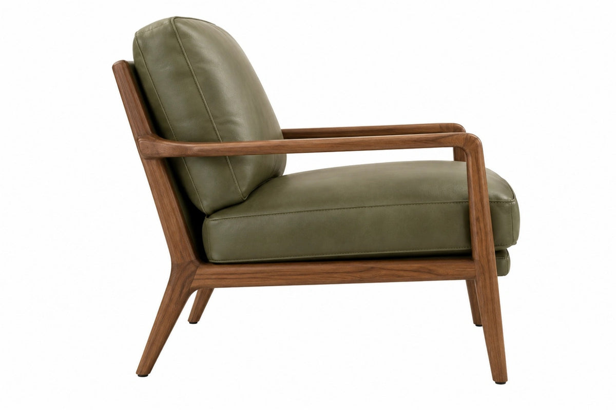 Poltrona 76 x 82 x 84 cm in similpelle verde con struttura in legno - stile moderno