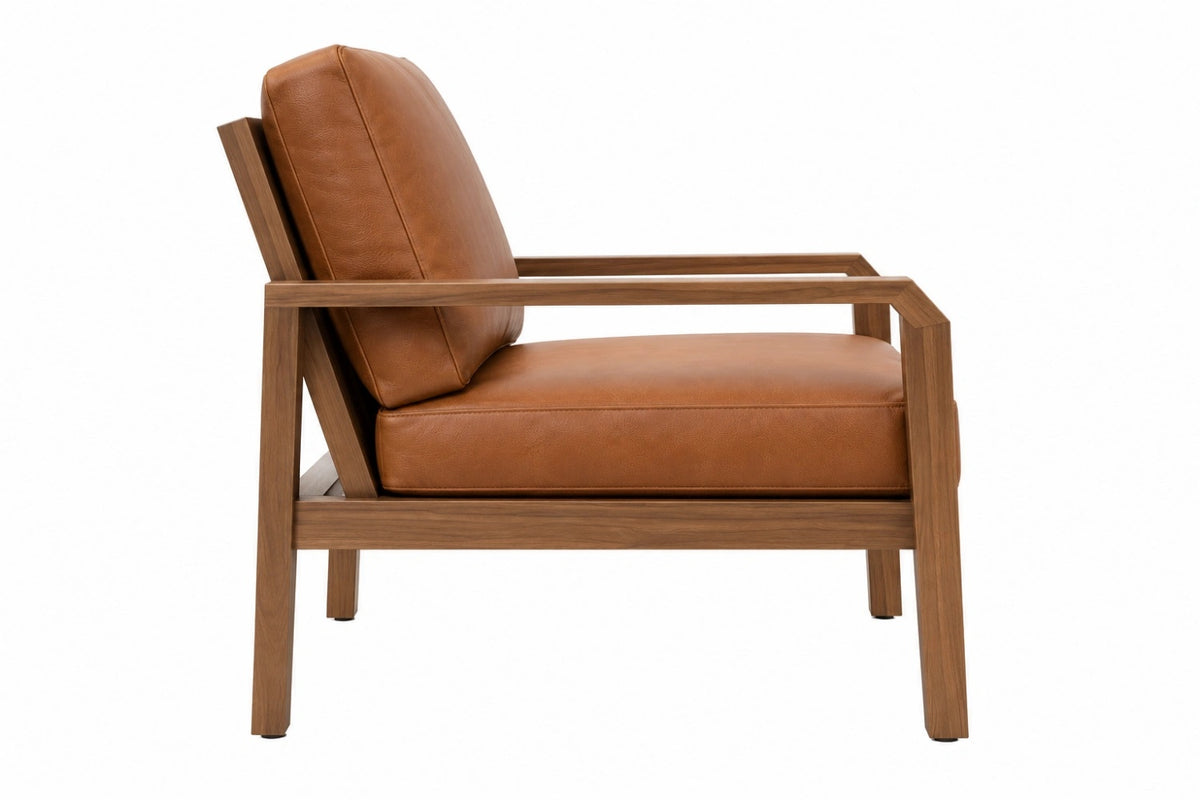 Poltrona 76 x 84 x 82 cm in legno e rivestimento effetto pelle marrone stile moderno