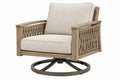 Poltrona da esterno 82 x 83 x 90 cm in legno beige girevole stile naturale
