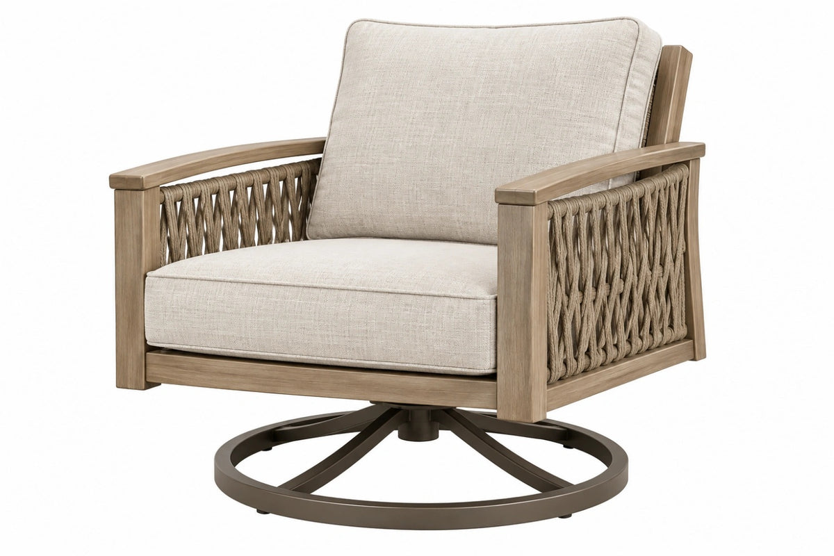 Poltrona da esterno 82 x 83 x 90 cm in legno beige girevole stile naturale