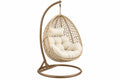 Poltrona sospesa 110 x 110 x 195 cm in metallo e fibra intrecciata beige con base autoportante