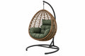 Poltrona sospesa 105 x 105 x 195 cm in rattan sintetico marrone e metallo nero con seduta verde stile boho