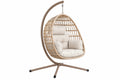 Poltrona sospesa 105 x 105 x 195 cm in rattan beige con supporto in metallo - da interno e esterno coperto