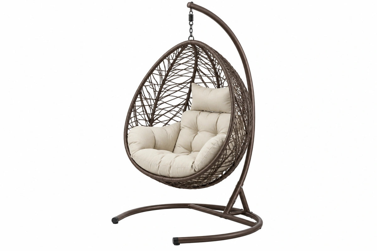 Poltrona sospesa 105 x 105 x 195 cm in metallo marrone con seduta imbottita per esterno